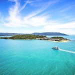 Daydream Island tour boat arriving from Airlie Beach